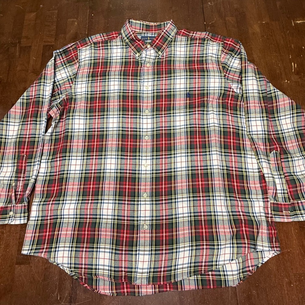 Polo Ralph Lauren Performance Plaid Button Shirt Mens 2XB Cotton Blend Preppy - Picture 2 of 7